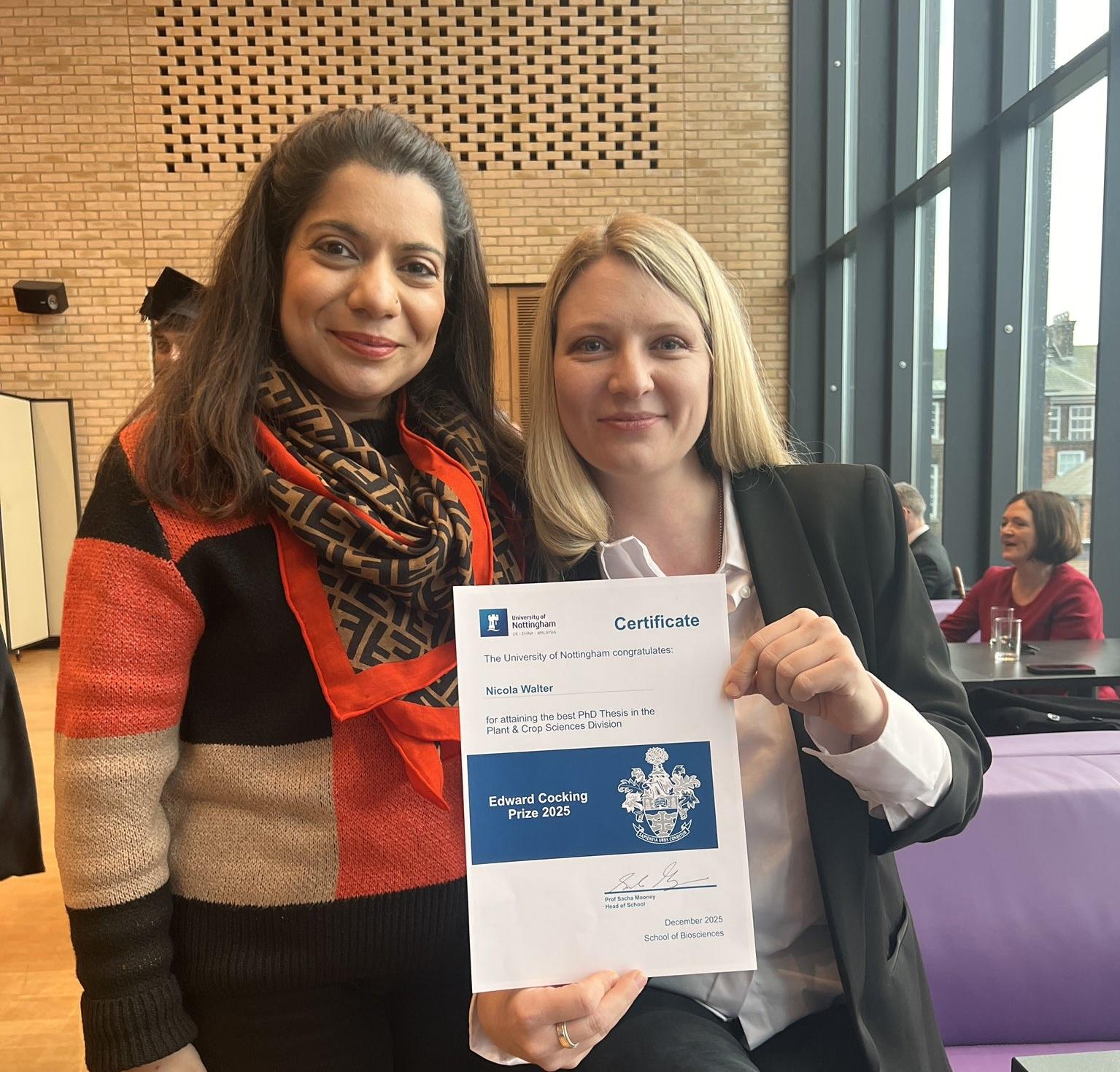 Nicola Walter Wins Edward Cocking Prize